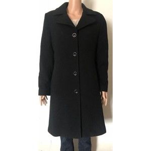 Preston & York Womens 100% Wool Black Pea Coat Sz 8